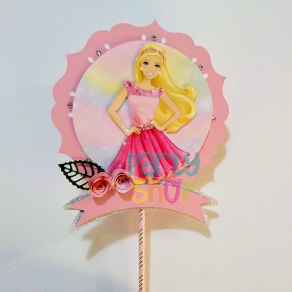 Topo Topper de Bolo Personalizado Barbie