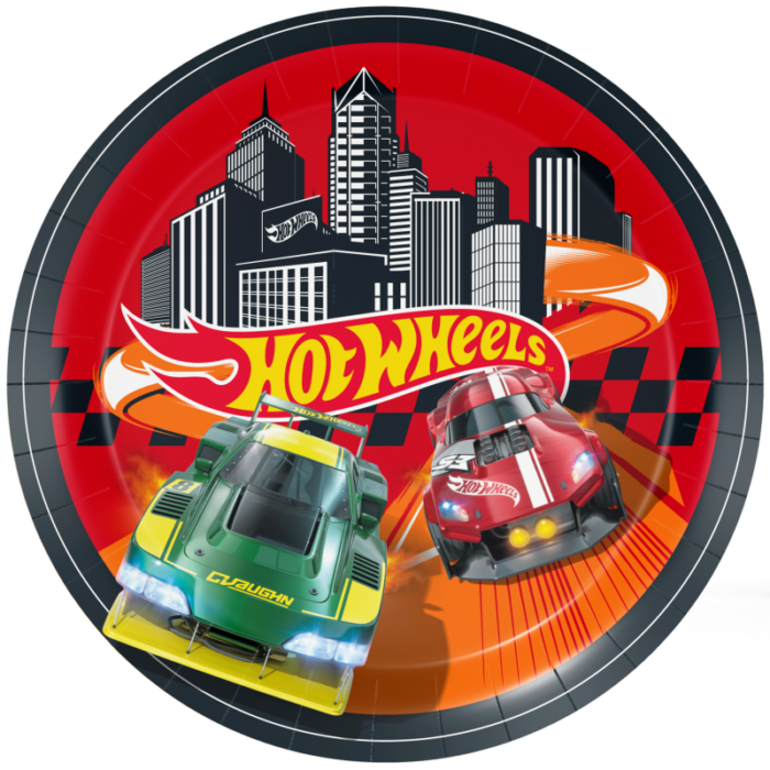 8 platos 23 cm hot wheels