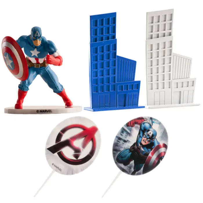 DeKora Conjunto Decoracao Bolo Capitao America